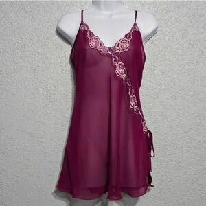 Doro Lingerie Womens Floral Mesh Babydoll Slip Dress Size M Fairy Darling Dainty